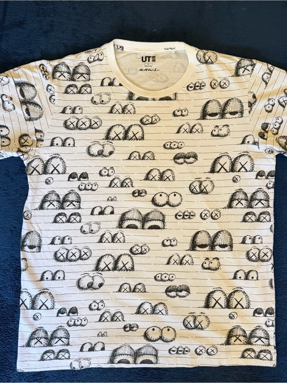 Uniqlo x KAWS White All Over Eyes Tee with Black Sketch Motif